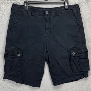 Aeropostale Mens Cargo Shorts 33 Dark‎ Navy Flat Front Stretch Casual Pockets